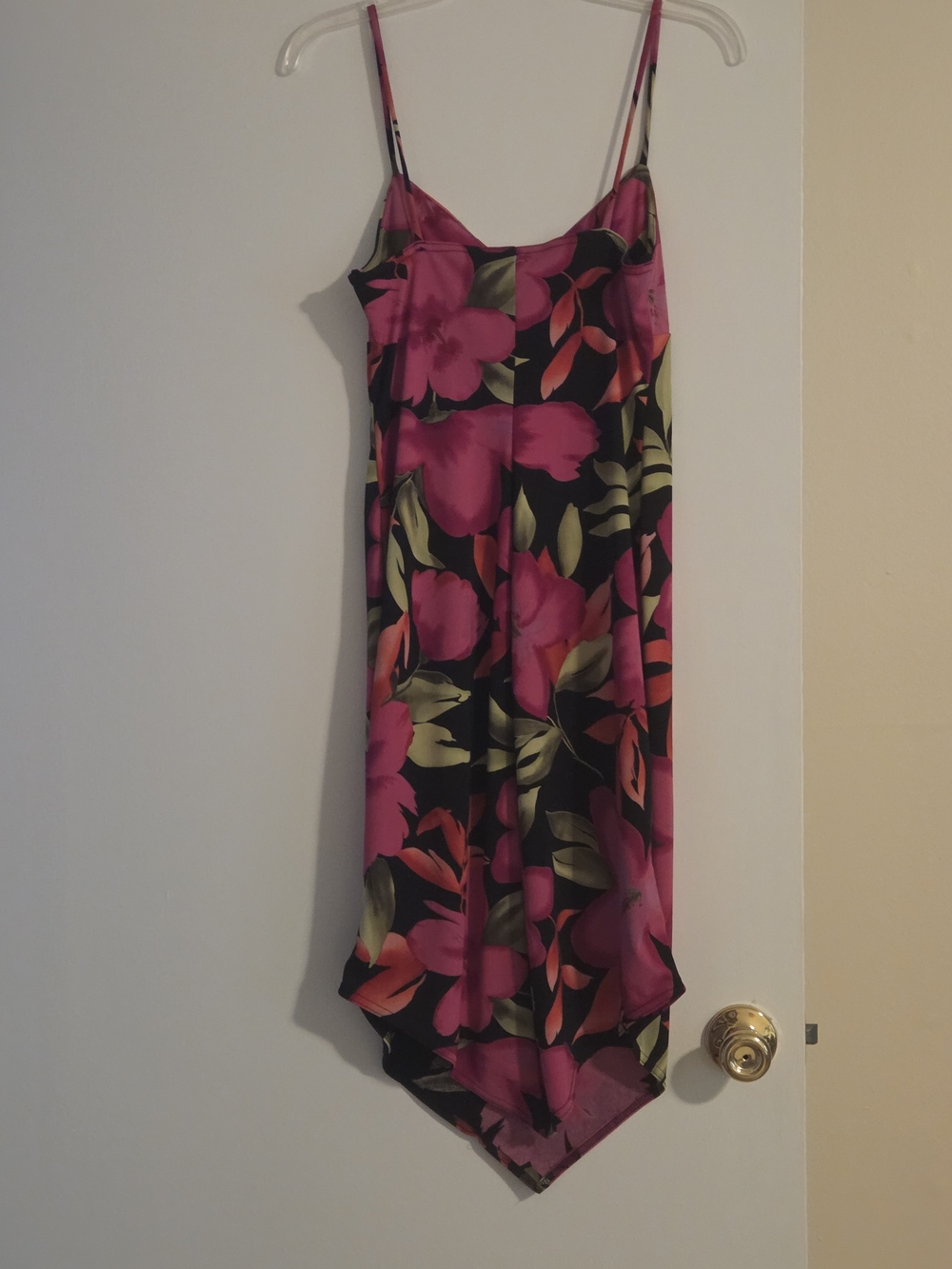 Jodi Kristopher Black Slip Dress with Pink Floral Print